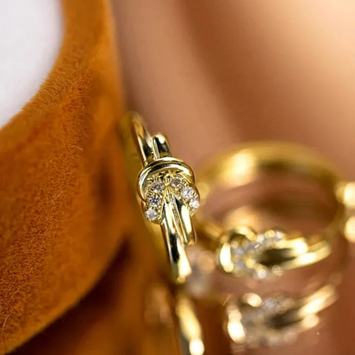 Chic Women's Gold Cubic Zirconia Geometric Hoop Earrings Jewelry
