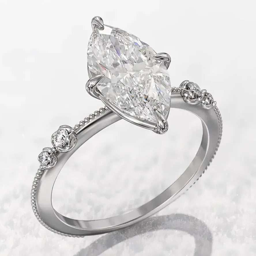 AAA Crystal Marquise Cubic Zirconia Thin Ring for Women Wedding Engagement Fashion Jewelry