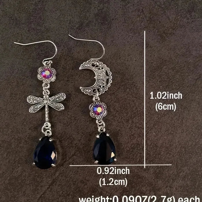 Retro Dragonfly Drop Earrings for Women Girls Cubic Zirconia Animal Jewelry