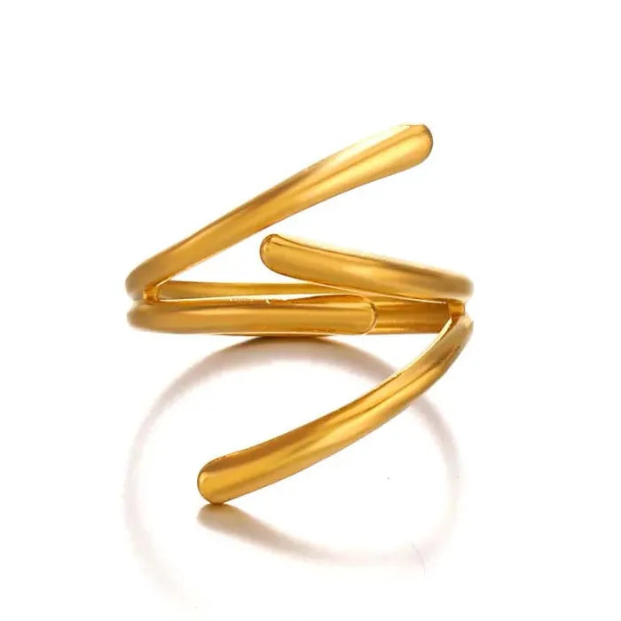 Adjustable Gold Color Stainless Steel Geometric Open Ring for Men Women Jewelry