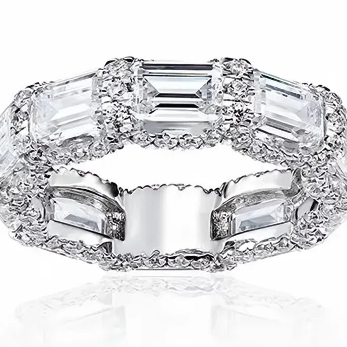 Geometric Women’s Brass Ring CZ Inlaid Wedding Engagement Fashion Jewelry