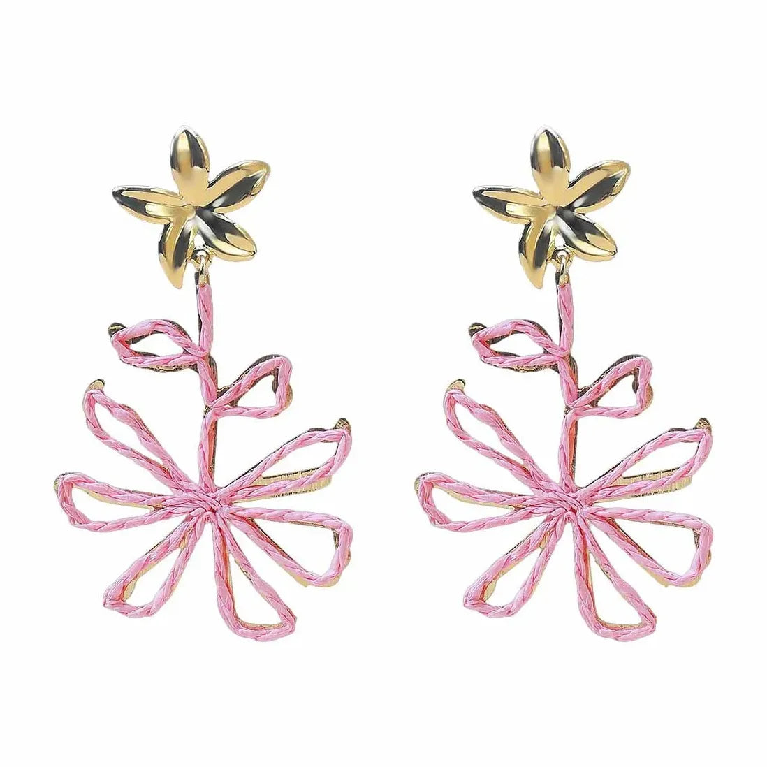 Vintage Lafite Five Petal Flower Earrings for Women Summer Jewelry Gift