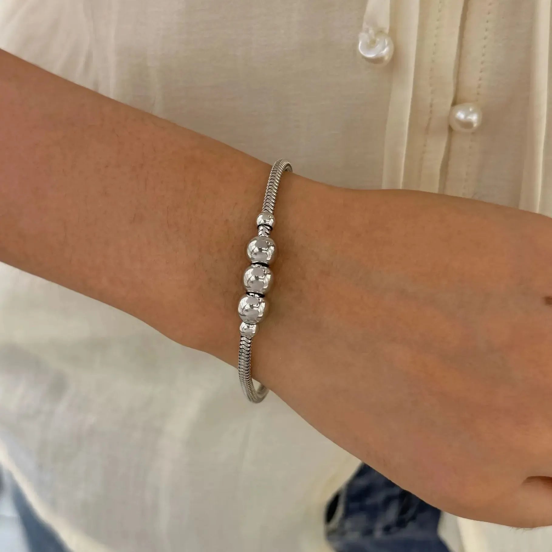 18K Gold Plated Stainless Steel Flat Snake Chain CZ Bracelet for Women Stylish