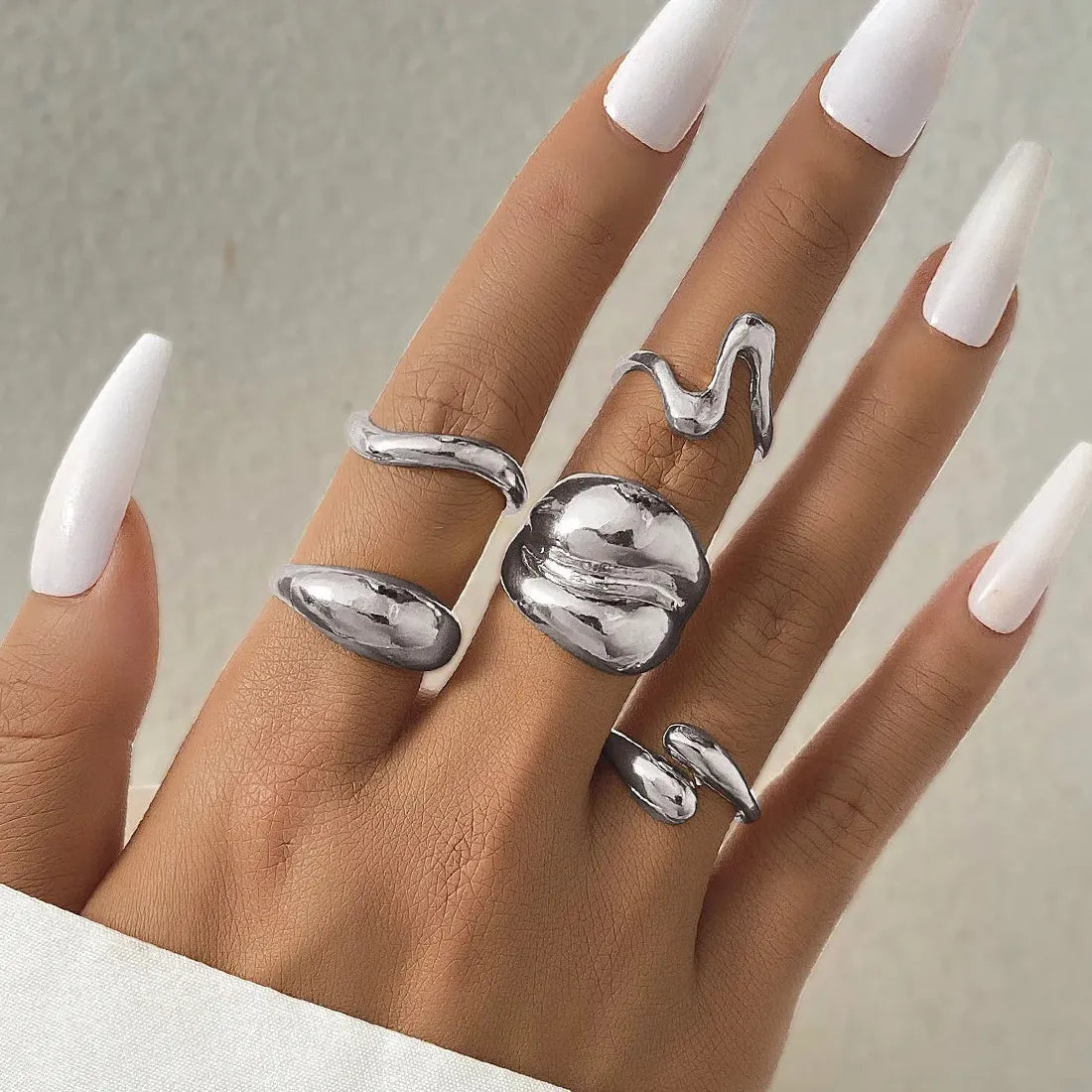 10Pcs Vintage Punk Gold Metal Star Open Rings for Women Party Jewelry Gift