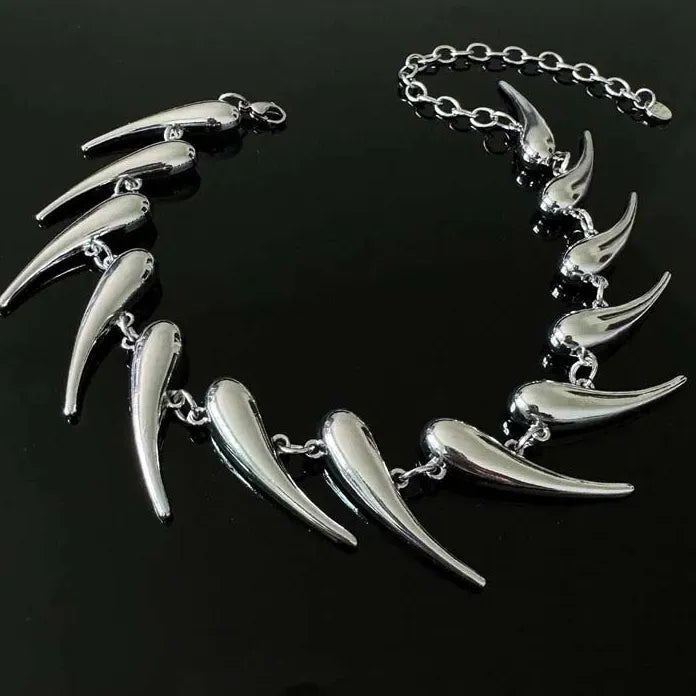 Punk Hip Hop Silver Rivet Chain Water Drop Thorn Choker Necklace Men Women