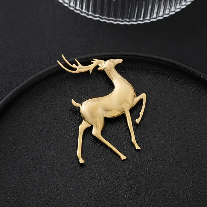 Gold Metal Deer Brooch Zinc Alloy Unisex Luxury Suit Jewelry