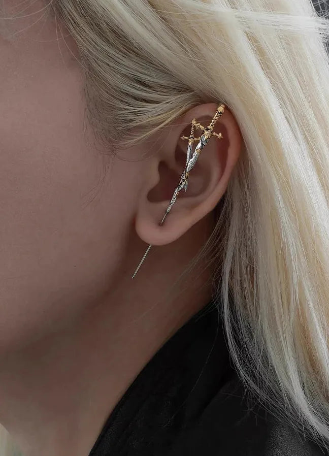 Dark Gothic Sword Ear Pin Copper Metal Punk Rock Unisex Stud Earring