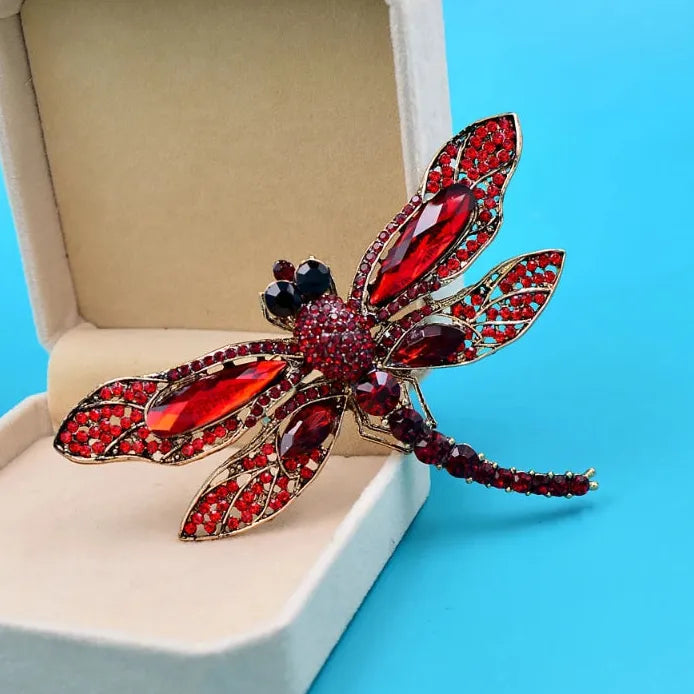 Blue Dragonfly Brooch Pin Pendant Vintage Style Rhinestone Gift