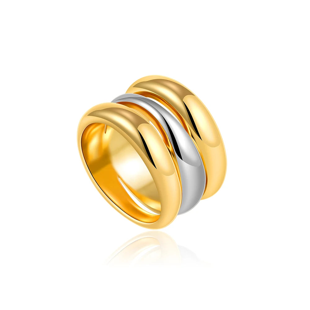 Vintage Multilayer Wide Chunky Knuckle Ring Gold Plated Stainless Steel Zircon Wedding Jewelry