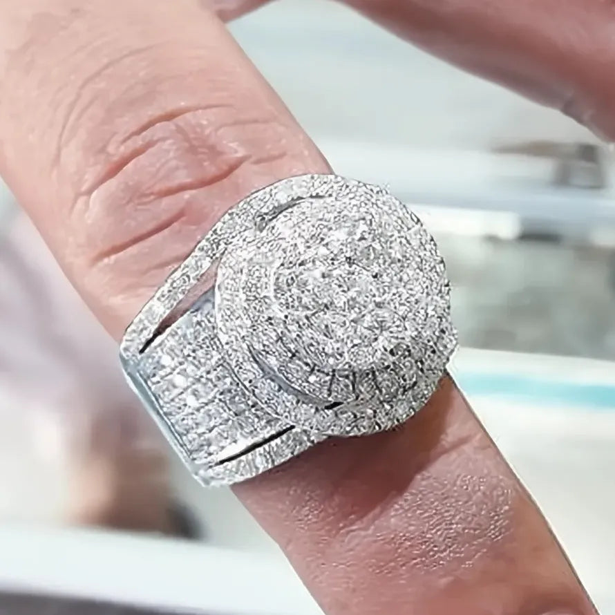 2023 Women’s Geometric Wedding Ring Full Bling Brass AAA Cubic Zirconia