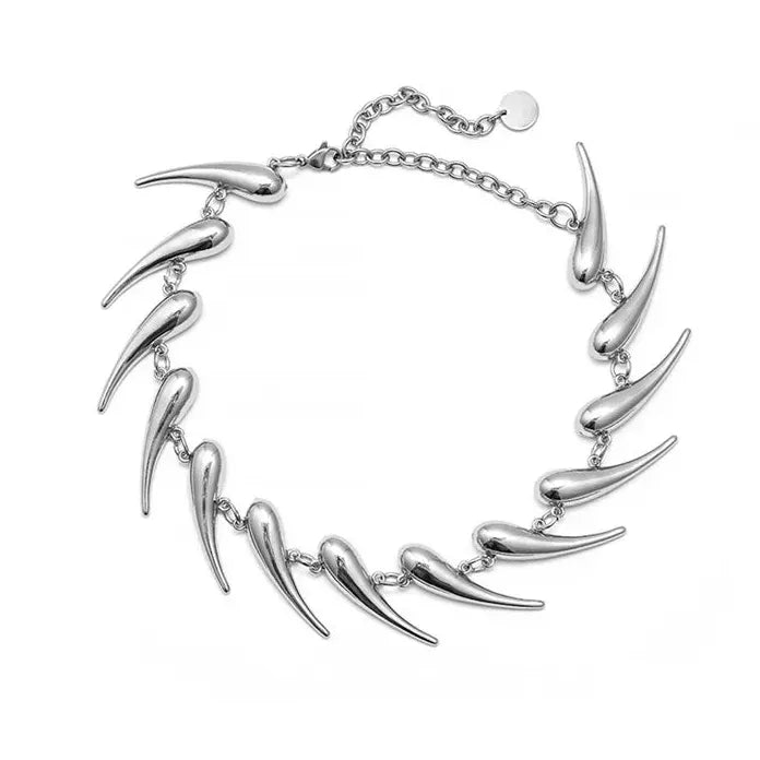 Zinc Alloy Cyberpunk Unisex Punk Choker with Waterdrop Pendant Necklace