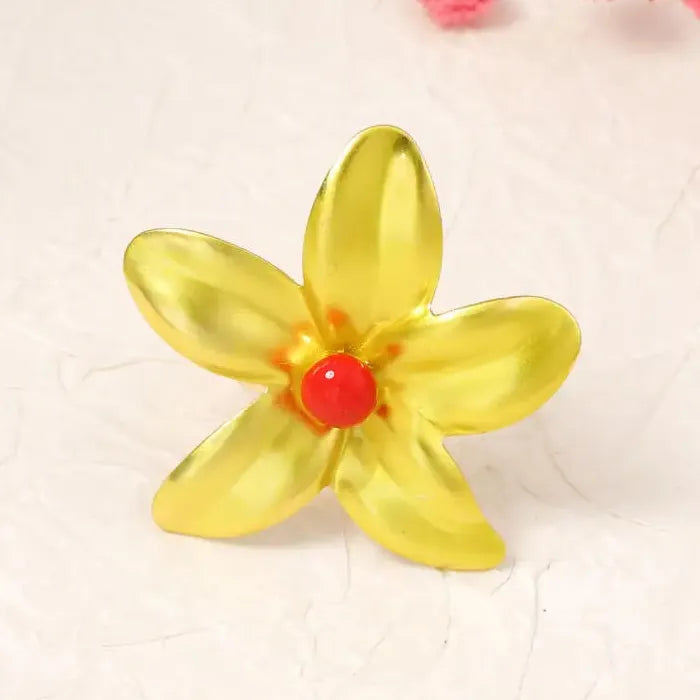 Adjustable Flower Ring Featuring Colorful Plant Pattern for Women Jewelry