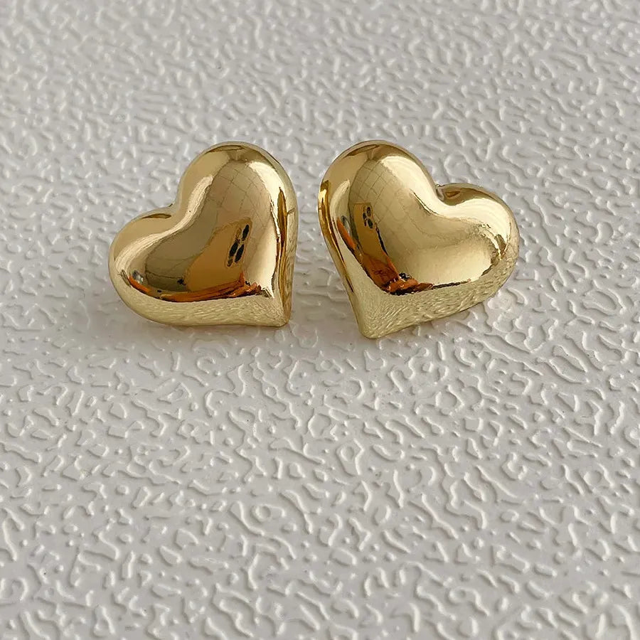 Minimalist Heart Stud Earrings for Women Zinc Alloy Wedding Jewelry