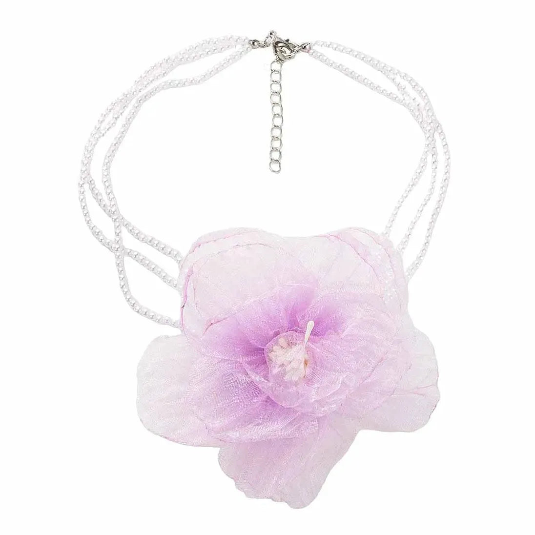 Vintage Multi-Layer Lace Flower Necklace Featuring Imitation Pearl Beads for Women
