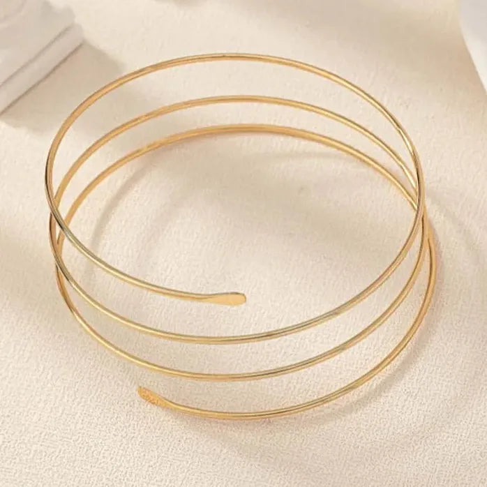 Vintage Gold Metal Multilayer Lines Adjustable Cuff Bracelet for Women Jewelry
