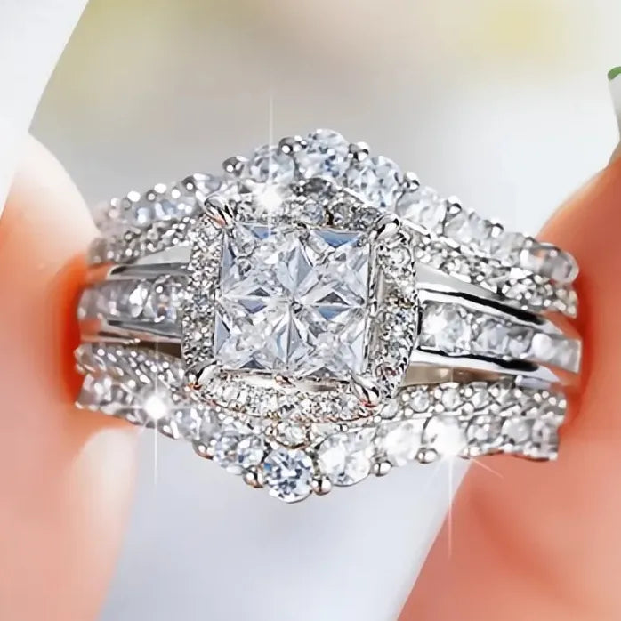 Women’s Silver Cubic Zirconia Wedding Party Bridal Rings 2023
