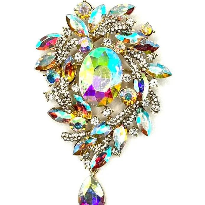 Geometric Water Drop Rhinestone Brooch Pin for Women Stylish Accessory