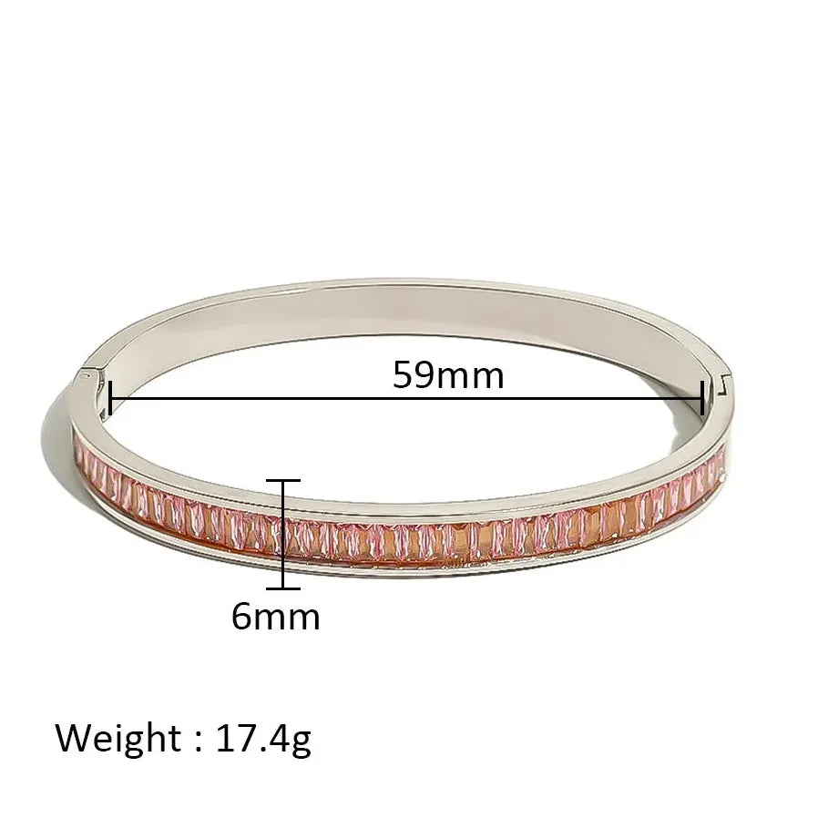 Waterproof Stainless Steel Multicolor Crystal Zirconia CZ Bangle Bracelet Women