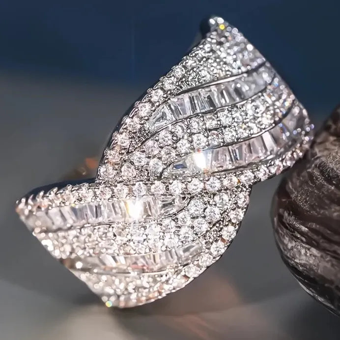 Elegant Women’s Geometric Cross Cubic Zirconia Wedding Engagement Ring