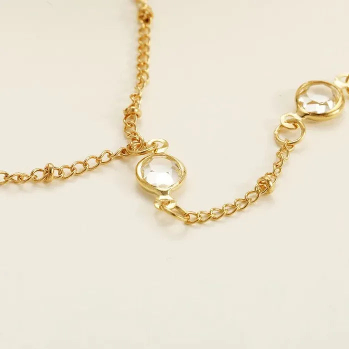 Vintage White Rhinestone Geometric Crystal Finger Bracelet for Women Gift