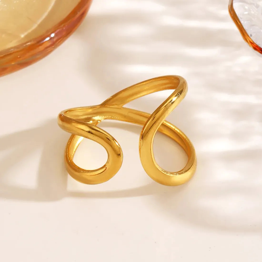 Stainless Steel Geometric Wide Cross Cocktail Ring for Women Men Fashion Jewelry