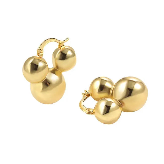 Copper Alloy Metal Ball Stud Earrings European American Style Women 2026