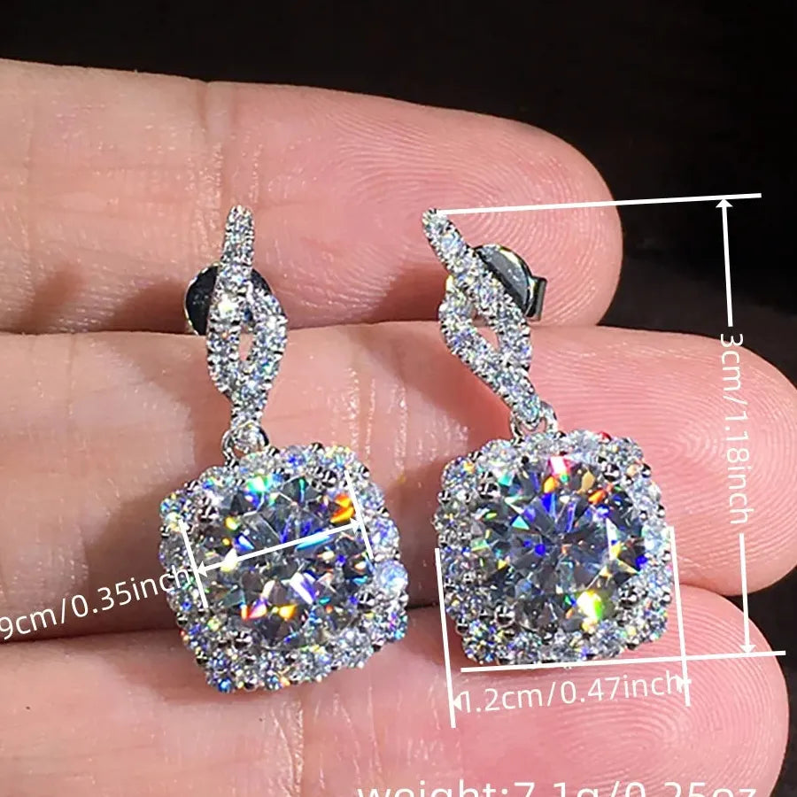 Elegant Square Pendant Earrings Zinc Alloy Studs Wedding Engagement Jewelry Gift