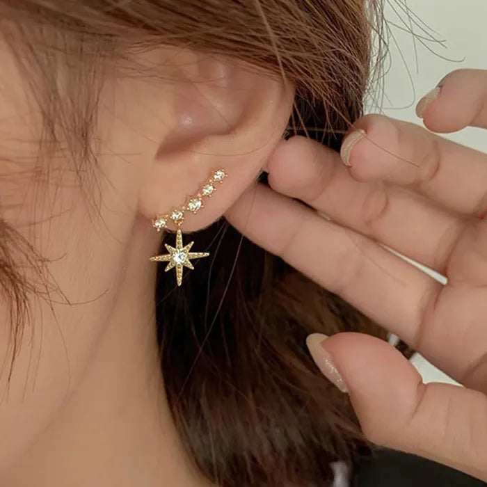 Y2K Geometric Drop Rhinestone Stud Earrings for Women Zinc Alloy Jewelry