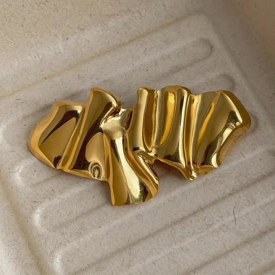 Geometric 18K Gold PVD Plated Metal Brooch Pin Unisex Jewelry 2025
