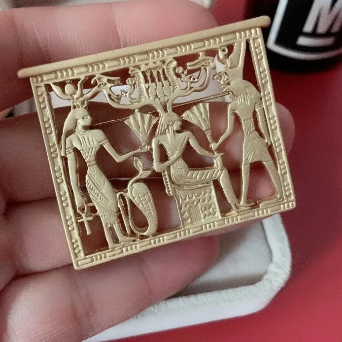 Classic Egyptian Pharaoh Openwork Brooch Pin for Women Elegant Style