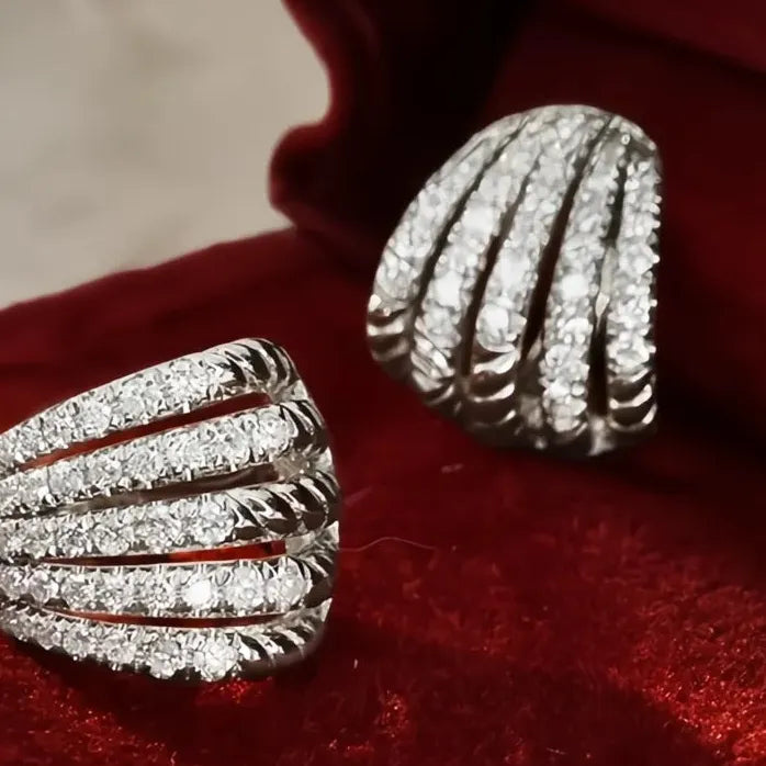 Geometric Claw Shaped Cubic Zirconia Hoop Earrings Brass Alloy Women