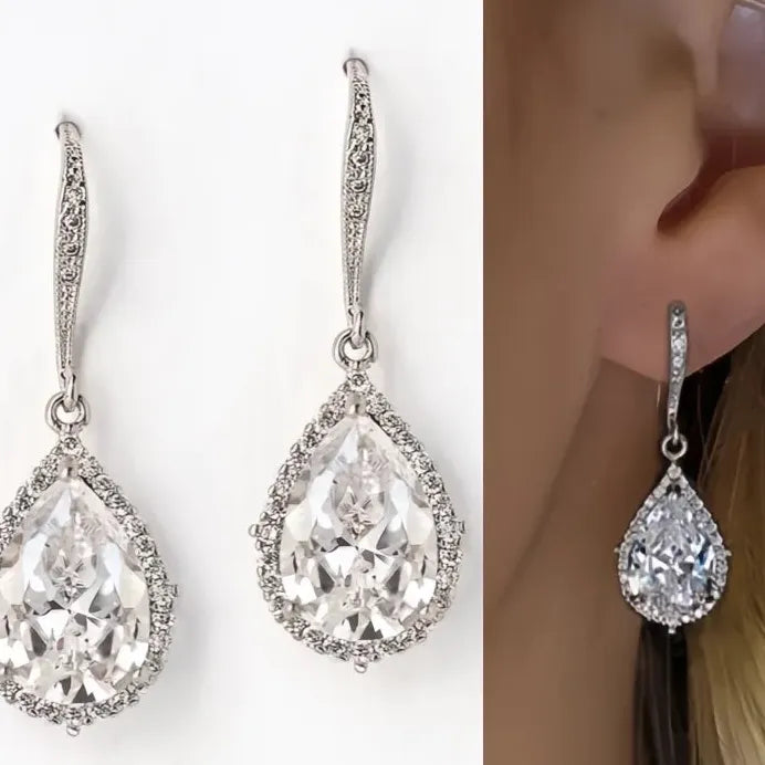Elegant Geometric Drop Earrings for Women with Cubic Zirconia Gift