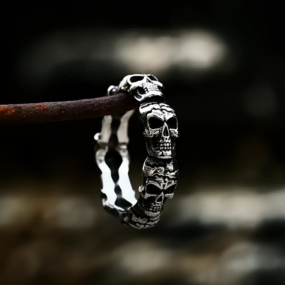 Unique Vintage 316L Stainless Steel Colorful Skull Ring Men Punk Biker Jewelry Gift