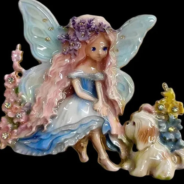 Elegant Wings Puppy Fairy Brooch Pin Jewelry for Men & Women
