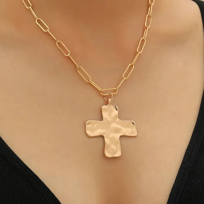 Irregular Cross Geometric Pendant Necklace Women Zinc Alloy Choker 2025