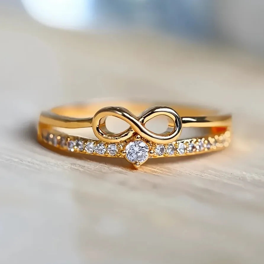 Infinity Bow Shape Cubic Zirconia Ring for Women Fashion Jewelry Gift