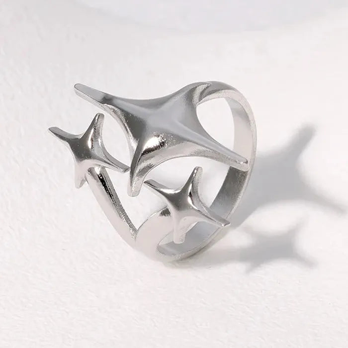 Adjustable Stainless Steel Star Cross Punk Y2K Ring for Women Gift Jewelry