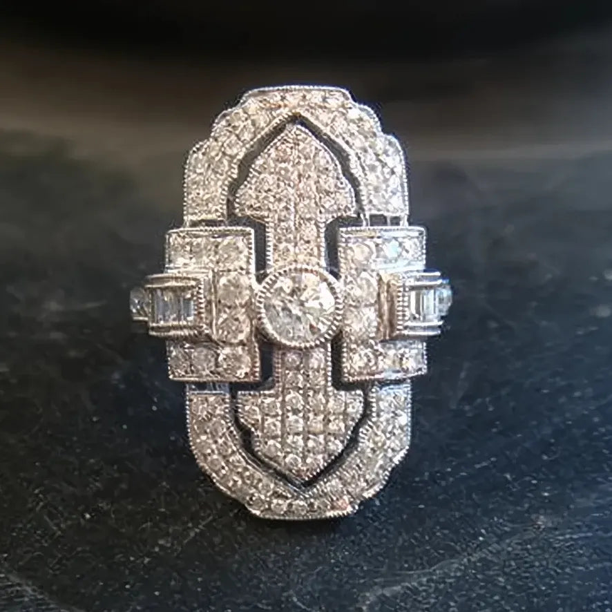 Bridal Geometric Brass Wedding Band with Full Cubic Zirconia for Women