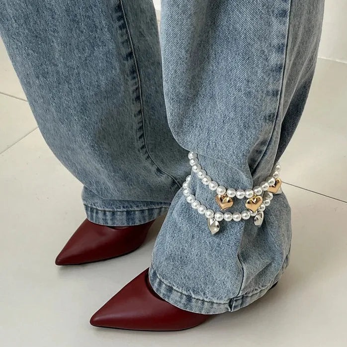 2Pcs Adjustable Simulated Pearl Anklet Set for Women Elegant Foot Chain Jewelry