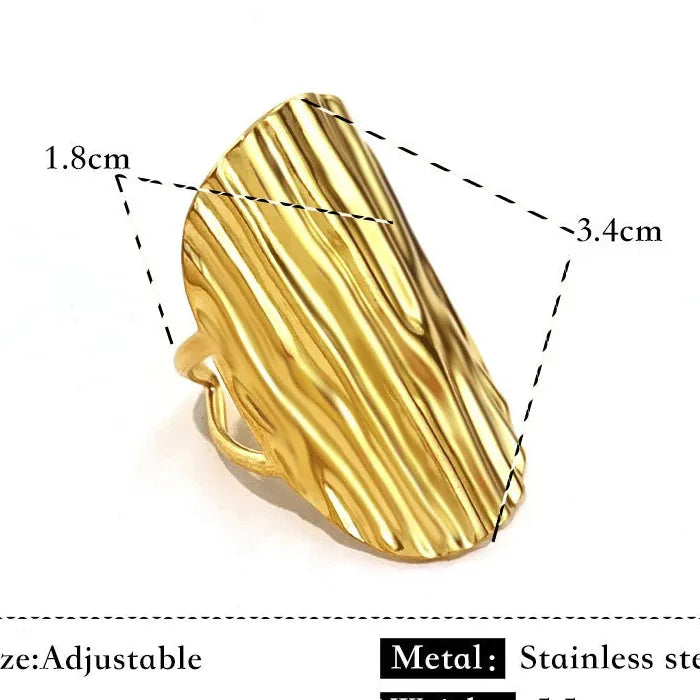 Stainless Steel Irregular Wide Open Ring Unisex Punk Jewelry for Men Women