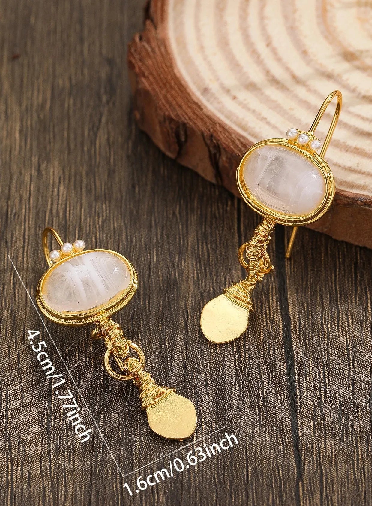 Flower Shaped White Pearl Drop Earrings Zinc Alloy Bridal Engagement Jewelry