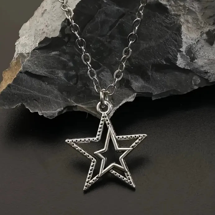 Double Star Pendant Necklace for Women Trendy Party Jewelry Charm