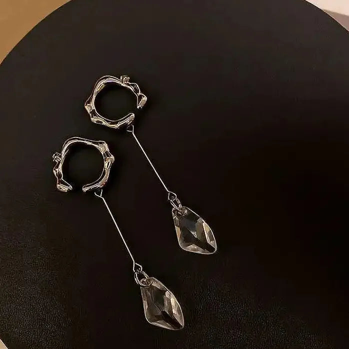 Vintage Pearl Zircon Geometric Clip-On Ear Cuffs Earrings for Women Stylish