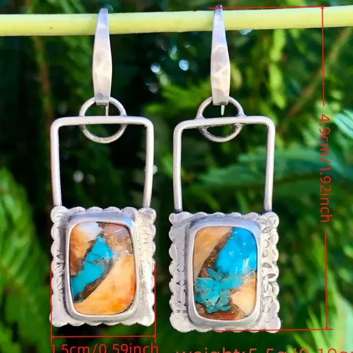 Vintage Bohemian Resin Drop Earrings Zinc Alloy Jewelry for Men & Women Gift