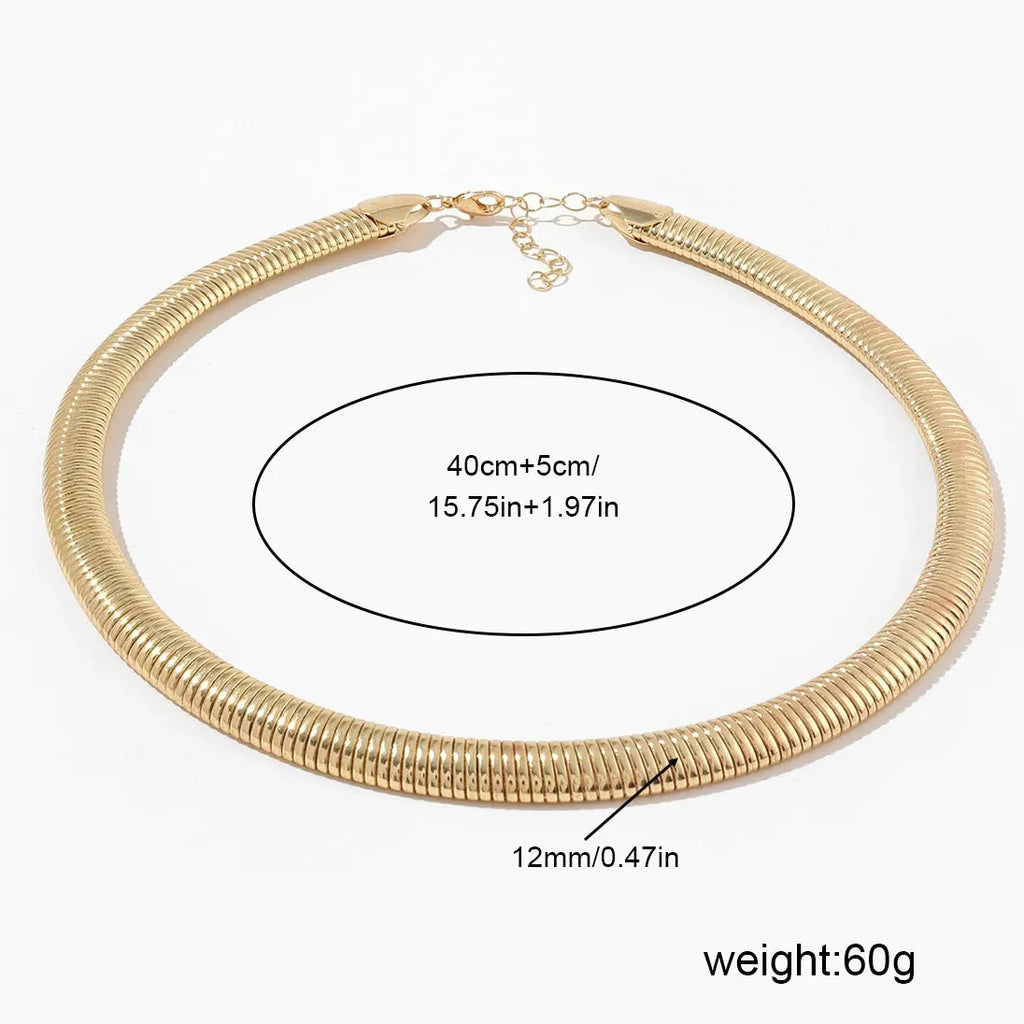 Geometric Snake Bone Chain Choker Necklace Women Stainless Steel Gold Jewelry