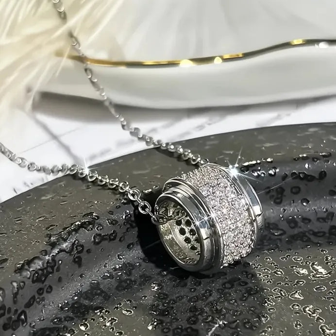 Rotatable Cubic Zirconia Bead Pendant Necklace for Women Wedding Party