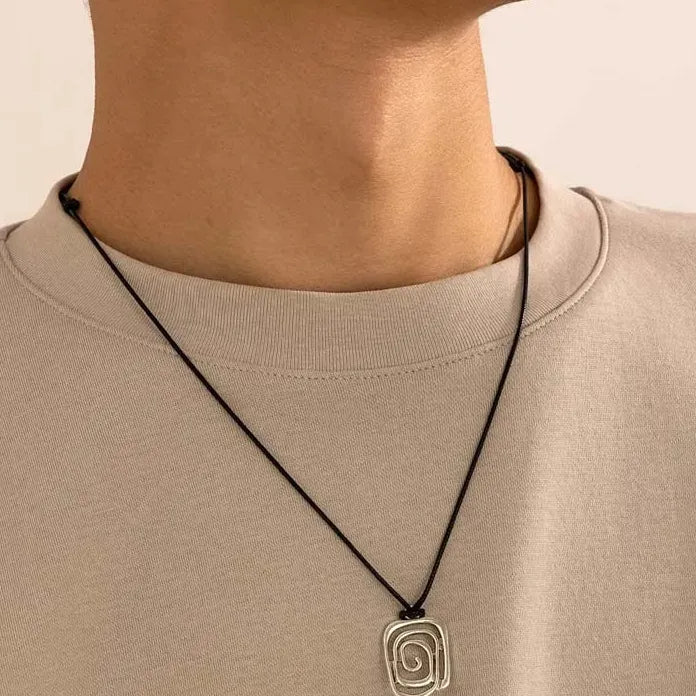 Vintage Spiral Vortex Pendant Necklace Women Punk Hip Hop Y2K Jewelry Gift