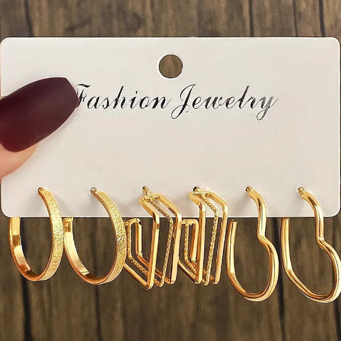 Vintage Geometric Twist Drop Hoop Earrings Set Zinc Alloy Jewelry Gifts