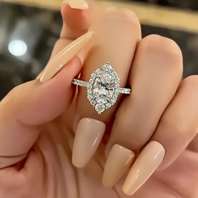 Women's Geometric Silver Wedding Band with Cubic Zirconia Accents