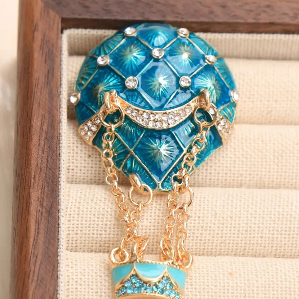 Classic Blue Hot Air Balloon Brooch Pin for Women & Men